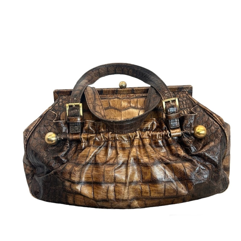 SONDRA Roberts brown croc embossed bag purse